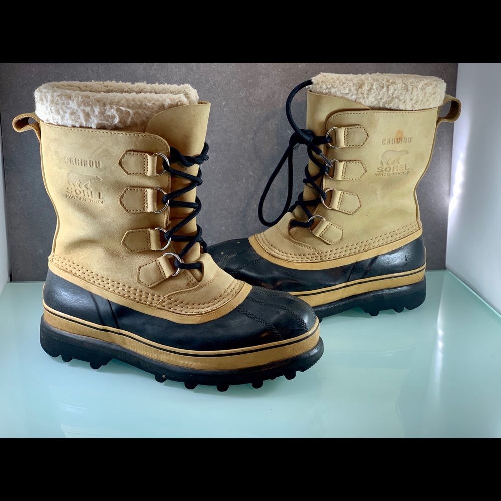Sorel Caribou Mens Snow Boots Size 8 Brown Leather